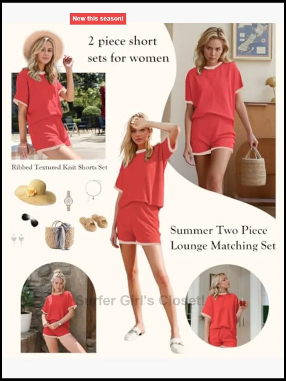 2 Piece Shorts Set Ribbed Knit Loose Short Sleeve Pocket Matching Lounge Sets